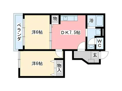 ヴェルドミールIII(2DK/1階)の間取り写真