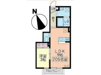 ANYRE高砂駅東II(1LDK/2階)の間取り写真