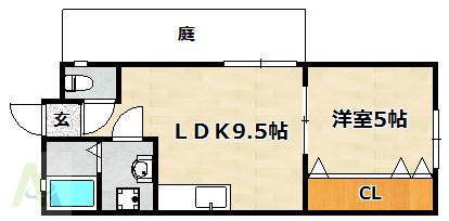 JS小山町(1LDK/1階)の間取り写真