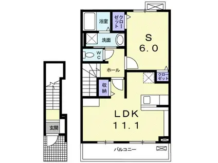 グレイス リバー 守山市伊勢町(1LDK/2階)の間取り写真