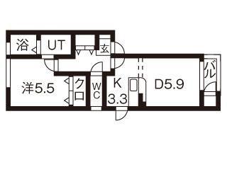 イトムンプラィ(1LDK/1階)の間取り写真