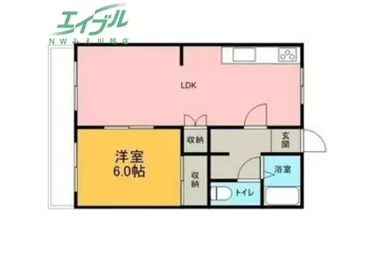 ハイツかつら(1LDK/2階)の間取り写真