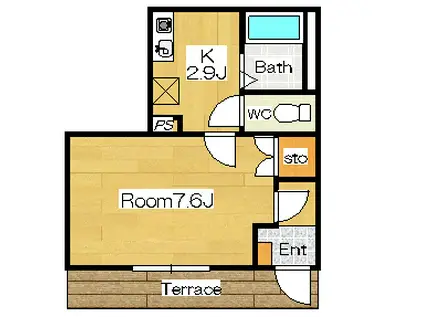 ヴィラージュエスト(1K/1階)の間取り写真