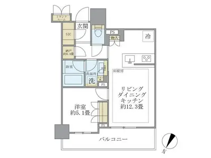 BRILLIA TOWER 有明 MID CROSSブリリアタワー有(1LDK/25階)の間取り写真