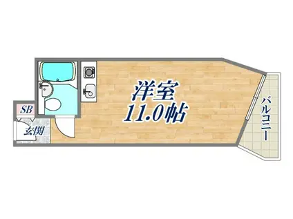 カサ逆瀬川(ワンルーム/1階)の間取り写真