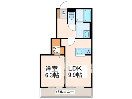 WING小沢町(1LDK/1階)の間取り写真