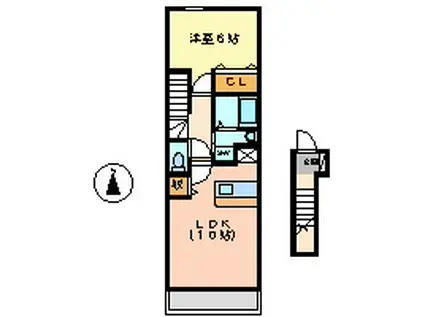 ディア クレーン榮(1LDK/2階)の間取り写真