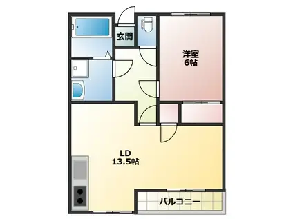 メゾン大森III(1LDK/2階)の間取り写真