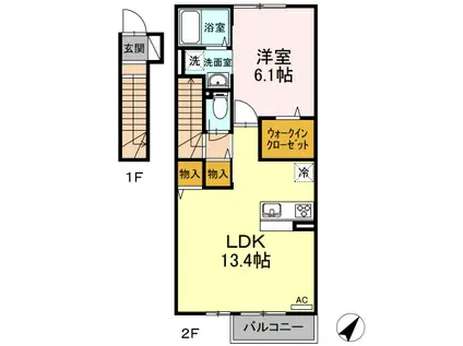 メルヴィオス(1LDK/2階)の間取り写真