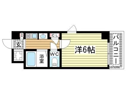 ソルジェンテ王子公園(1K/2階)の間取り写真