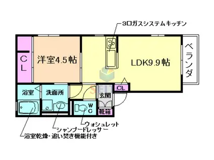 フラットゲート(1LDK/2階)の間取り写真