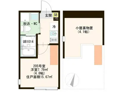 GRANDEUR瑞江(1K/2階)の間取り写真