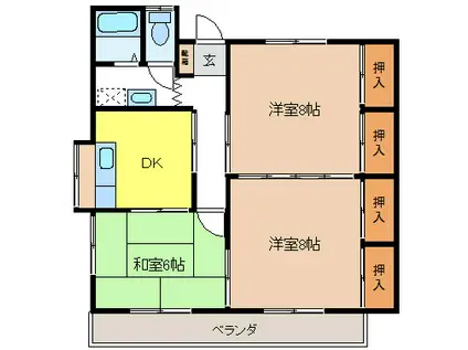 光コーポ 北棟(3DK/2階)の間取り写真