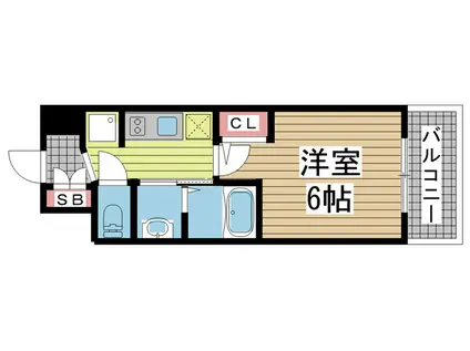 エステムコート三宮イーストVIザ・フロント(1K/6階)の間取り写真