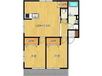 クイーンハイツG(2LDK/2階)の間取り写真