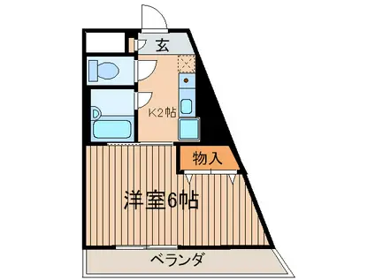 フェイムドゥボウ(1K/2階)の間取り写真