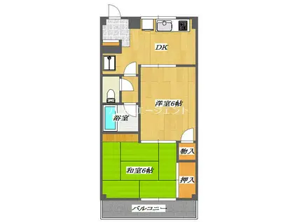 レジデンスタナカ(2DK/2階)の間取り写真