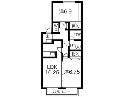 カーサ・アマリーロ(2LDK/1階)の間取り写真