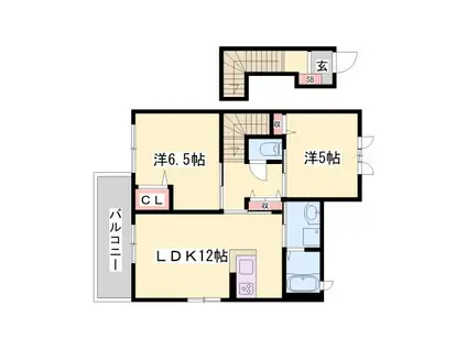 シャーメゾン赤穂(2LDK/2階)の間取り写真