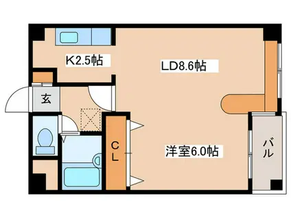 ハウスオブリザ中の島 第1(1LDK/4階)の間取り写真