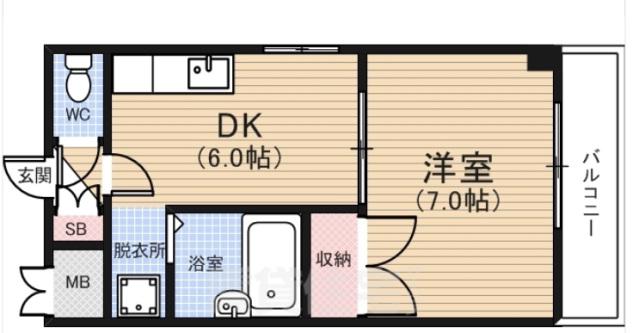 ライズ堺町(1DK/4階)の間取り写真