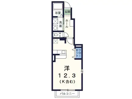 ゼファー・エテルノ(ワンルーム/1階)の間取り写真