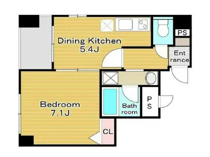 ピースフルコート菊川(1DK/5階)の間取り写真