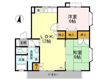 ラフィーネ参番館(2LDK/2階)の間取り写真