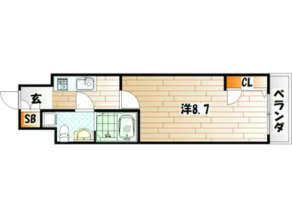NO.65クロッシングタワーORIENT.BLD(1K/2階)の間取り写真