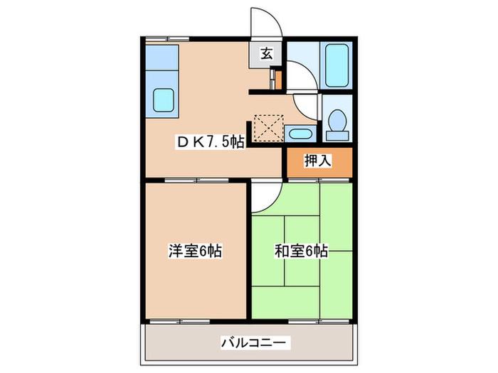 サンデリカ(2DK/1階)の間取り写真