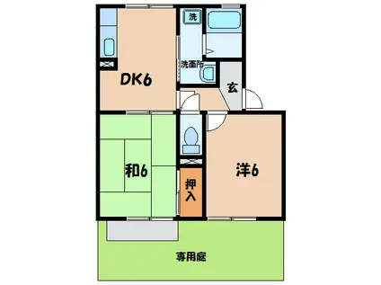 ロワイヤルセジュールA・B・C(2DK/1階)の間取り写真