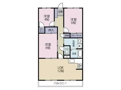 エンデバーひくま(3LDK/2階)の間取り写真