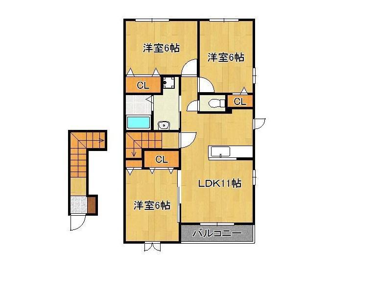 エテルノ フェリーチェI(3LDK/2階)の間取り写真