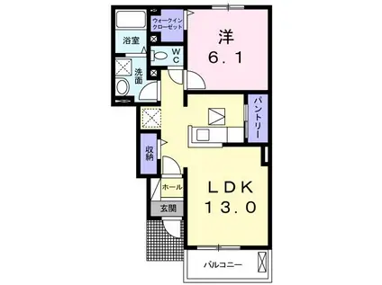 セミージャA(1LDK/1階)の間取り写真