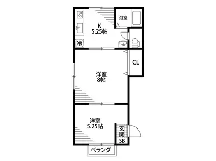 サンコート山二(2K/2階)の間取り写真
