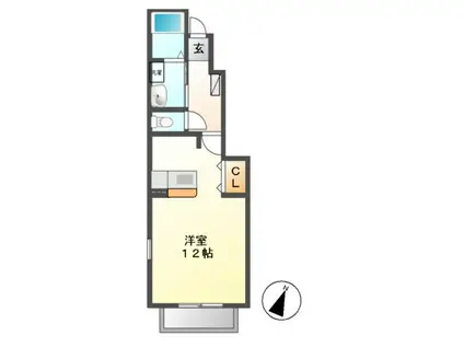 三重県松阪市 2階建 築21年(ワンルーム/1階)の間取り写真