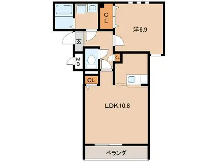 グラン・レーヴII(1LDK/1階)の間取り写真