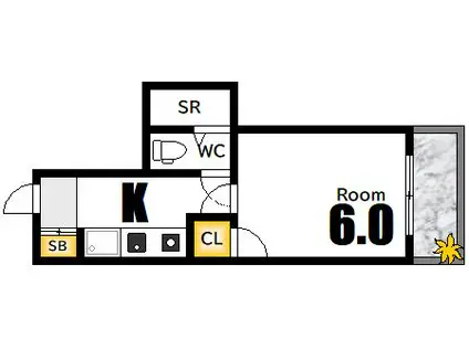 ダイアパレスグランドール四番街(1K/4階)の間取り写真