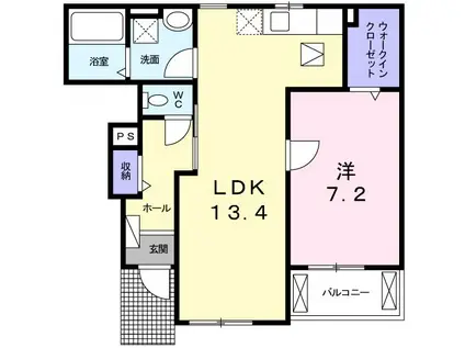 ブランカ大口 A(1LDK/1階)の間取り写真