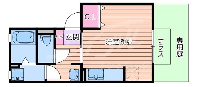 テラー・ウエスト新芦屋(ワンルーム/2階)の間取り写真