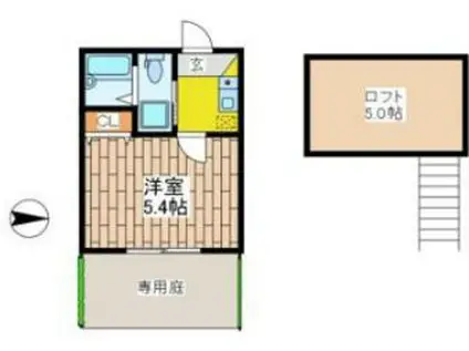 BRICKS F18ーブリックスF18ー(1K/1階)の間取り写真