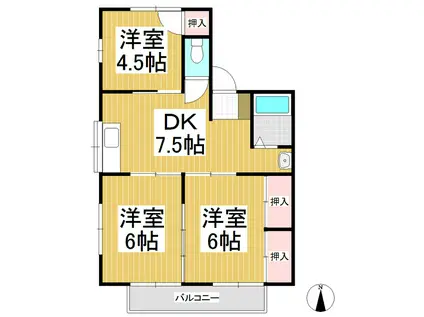 マンション藤(3DK/2階)の間取り写真