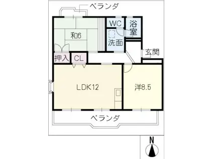 クリエイト朝宮 A棟(2LDK/1階)の間取り写真
