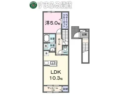 カーサガウディ(1LDK/2階)の間取り写真