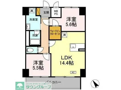 ベルフルール弐番館 住居(2LDK/2階)の間取り写真