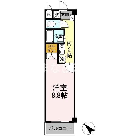 タイムD1(1K/2階)の間取り写真
