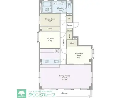 FREESIA ASAKUSAフリージア浅草(2SLDK/2階)の間取り写真