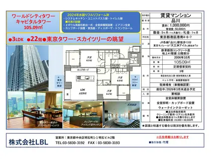 ワールドシティータワー キャピタルタワー(3LDK/22階)の間取り写真