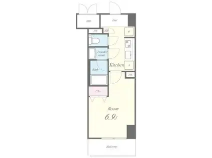 ドゥナーレ辻町(1K/1階)の間取り写真