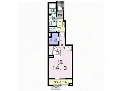 エクラXVI(ワンルーム/1階)の間取り写真